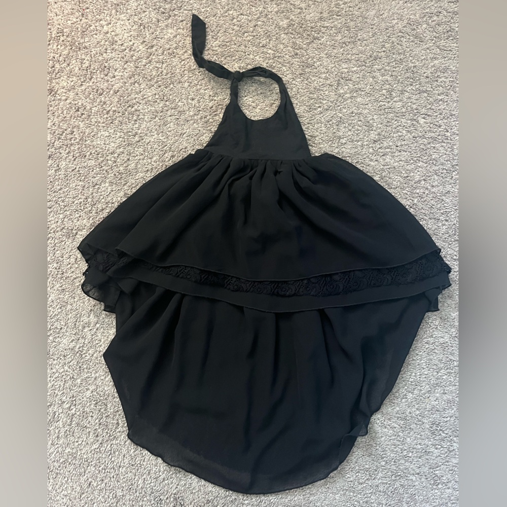 Black Halter Lace Trim hi lo dress size 4